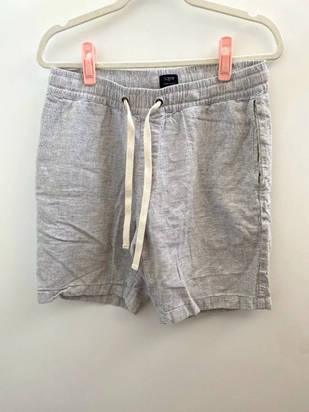 J. Crew Light Blue and White Striped Stadium Shorts - Size Medium